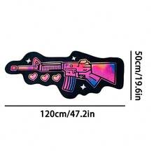 1件裝現代創意卡通趣味INS風粉色愛心M4A1步槍造型不規則裝飾地毯，適用浴室、廚房、玄關、走廊、床邊、客廳、臥室，四季通用機洗柔軟地墊，美學家居裝飾 - 彩色 - 查看 13