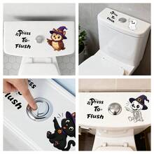 1/4pcs Halloween Cartoon Ghost Push-Down Flush Indicator Toilet Sticker, Removable Self-Adhesive Waterproof PVC Sticker, Suitable For Bathrooms, Toilets, Tank Covers, Or Home Decor - Toilet Stickers - View 1
