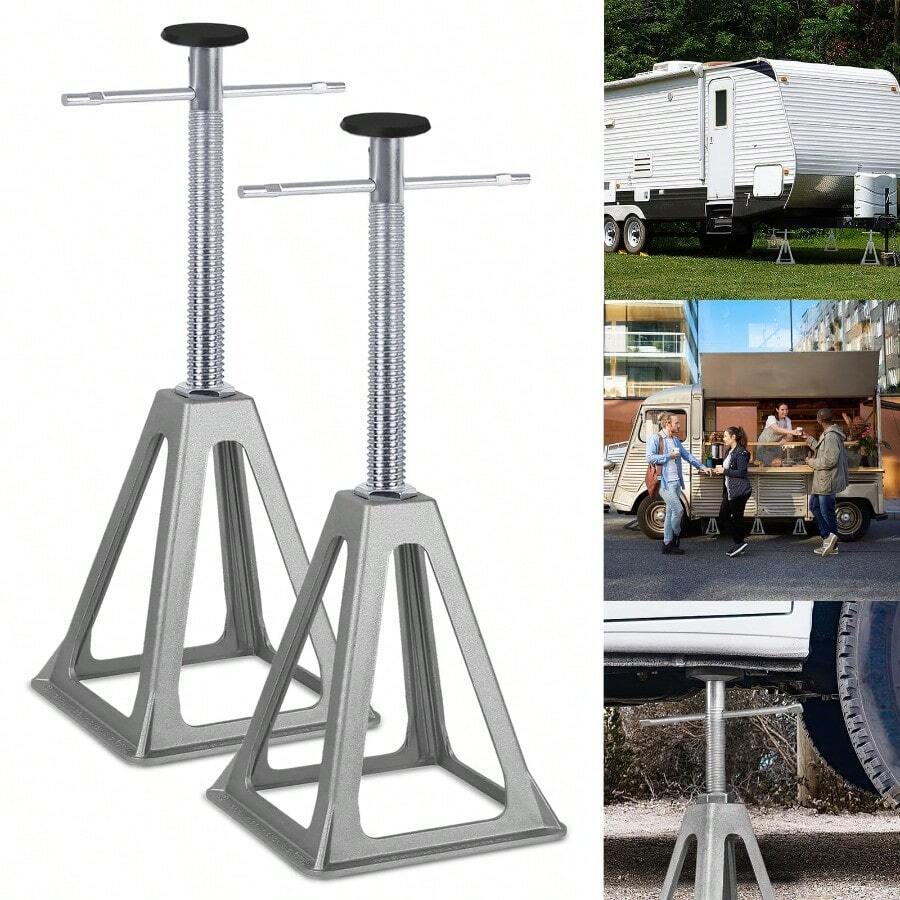 SAILUN Pack Of 2/4 Axle Stand Set For Static Caravan, Adjustable Height 28-43 Cm, Aluminum Support Stands For Caravan, Trailers, Maximum Load 1000 Kg, Caravan Accessories - 2 Pcs - View 1
