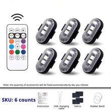 RGB LED Stroboskoplicht mit Fernbedienung kabellos, 8 Farben benutzerdefinierte Beleuchtung wiederaufladbare Fußraumleuchten, Außen- und Innenraum Dekorationszubehör Auto-Gadgets essentielles Produkt Kollisionsschutz Notfall-Blinkwarnung für SUV LKW Motorrad Fahrrad Flugzeug - Mehrfarbig - Übersicht 14