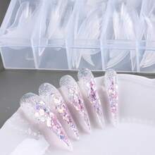 美甲雙面甲模 適用於凝膠延長 3D 爪型美甲模具 長款貓爪鷹勾曲線雕塑可重複使用 全覆蓋甲模 140片 14種尺寸 - 無色 - 查看 7