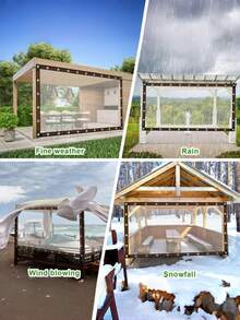 Single Piece Transparent Waterproof Tarp, Multiple Sizes And Specifications Available, Transparent Plastic Tarp, Dust-Proof, Rain-Proof, UV-Resistant, Suitable For Garden, Balcony, Porch, Flower Rack, Dog House, Camping, Greenhouse - Transparent Black Border - View 4