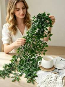Artificial Plants Hanging Potted Plants Wall Hanging Shelf Decor Suitable For Indoor, Outdoor, Living Room Shelf Decor, Home Decor, Room Decor, Garden Decor, Wall Decor - Green - View 5