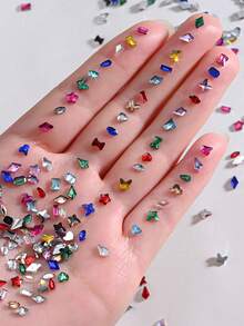100/500/600/1000pcs 2-3mm Ultra Bright Mini Resin Flat Back Rhinestones Asymmetrical Shape DIY Nail Art Decorations Rhinestone Nail Accessories Nail Supplies - Multicolor - View 8