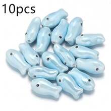 10件/包 陶瓷魚珠 10x20mm 雙面彩色波點魚珠，適用於手鍊、項鍊、DIY手機鍊、吊墜、鑰匙圈配件 - 雙色小魚珠 - 查看 17