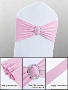 10Pcs Banquet Chair Sashes With Silver Rhinestone Buckle, Stretch Chair Bands For Wedding, Banquet, Party, Baby Shower, Birthday Decoration, Soft & Reusable Chair Cover Sashes - Multicolor - View 2