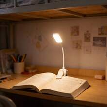 1個可攜式充電式LED閱讀檯燈迷你夾式書燈 白色護眼夜燈 適合睡前閱讀 - 3色溫可調、無段亮度控制、小巧輕便夾式書燈適用於學生宿舍、充電式護理燈、床邊可調光暖色夜燈、送給朋友和同學的禮物 - 白色 - 查看 7