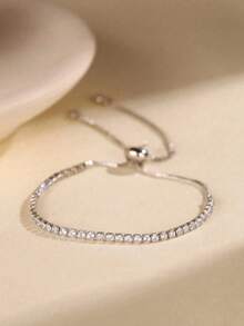 1pc Luxury Style Micro-Diamond Inlaid Minimalist Multi-Function Pull Bracelet Suitable For Daily Wear By Children - Style 2 - View 1