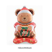 150cm Christmas Bear Balloon Cartoon Toy Balloon Christmas Gift Suitable For Birthday Party Holiday Halloween New Year Decoration - Multicolor - View 5