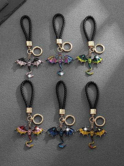 1 pieza Llavero colgante de bolso con diseño de dragón volador pterosaurio de dibujos animados creativo y personalizado estilo hip-hop europeo y americano, adecuado para hombres y mujeres como decoración de llave de coche y regalo