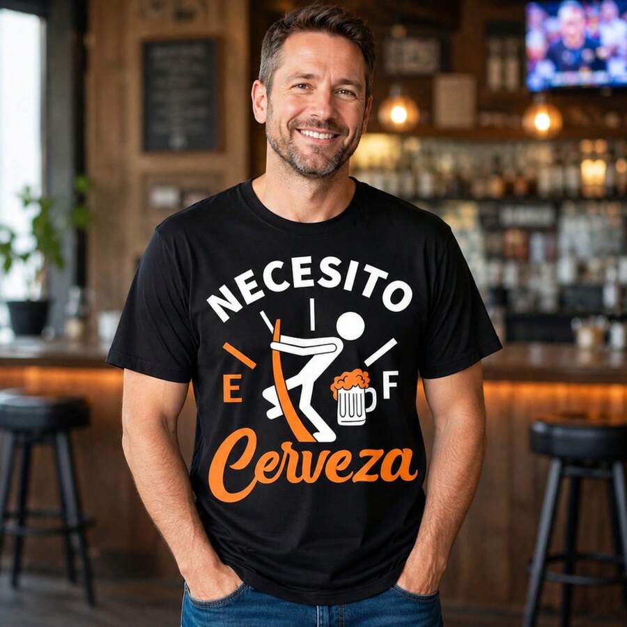 Necesito Cerveza Camiseta Divertida para Amantes de la Cerveza S-5XL - Negro - Ver 1