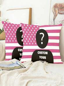 Dia da Independência dos EUA, Fronha Personalizada, Bandeira Americana Personalizada, Foto Personalizada, Fronha Macia e Confortável Personalizada, Adequada para Sala de Estar, Uso no Sofá. Imagem Especial Personalizada como Presente de Aniversário, Presente Familiar, Presente de Casamento, Lembrança. Impressão Unilateral, Adequada para Todas as Estações, Lavável - Multicolorido - Visão 1