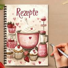 1pc A5 Size German Style Fun Cover Recipe Notebook - Blank Personal Recipe Notebook, Black Spiral Binding, Record Personal Menu Healthy Recipe Planner - H - View 4