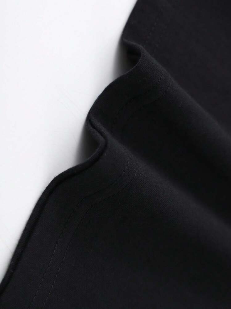New Summer 2026 Collection, Women's Medium Size Loose-Fit Round Neck Short Sleeve T-Shirt,Fully Elastic Polyester Fiber, Free Shipping On Sizes S–7XL - 黑色 - 查看 4