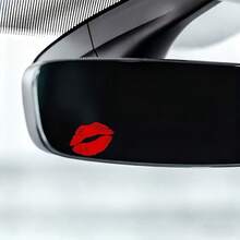 Red Lips Design, Fantasy Cartoon Theme, Self-Adhesive Rearview Mirror Car Sticker, Glossy Surface, Asymmetrical Shape, Suitable For Car, Motorcycle, Laptop, Glass Surface Decoration Sticker - A - View 2