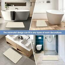 1pc Quick-Dry Thin Bathroom Mat, Bathroom Floor Rug For Bathtub And Sink, Easy To Clean - Grey - View 5