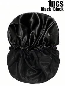 CONFLASS 2pcs/1pc Women's Solid Color Double-Layer Satin Adjustable Loose Bonnet, With Elastic Button, Elastic Colorful Adjustment Buckle Sleep Cap, Suitable For Daily Wear, Suitable For Matching Headscarf, Women's Headscarf - Hot Pink - View 16
