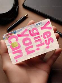 1pc "YES GIRL YOU CAN" Credit Card Cover Sticker Protective Card Sleeve, Confident Queen Women Empowerment PVC Material Anti-Fingerprint Durable Scratch-Resistant Wear-Resistant Skin, Party Birthday Gift, Suitable For Men And Women, Small Chip Cards, Bank Cards, Credit Cards, Transportation Cards, Key Cards, Student Campus Cards Personalized DIY, Privacy Protection - Multicolor - View 4