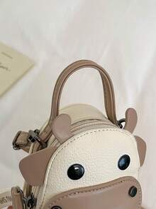 Sac bandoulière imprimé vache mignon, sac de téléphone multifonction pour femmes, sangle d'épaule à la mode, fermeture éclair, sac à main nouveau style - Blanc - Voir 8