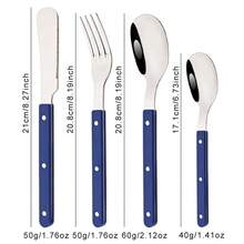 4Pcs Acrylic Handle Rivets Tableware Cutlery Set Stainless Steel Dinner Fork Knife Spoon Western Dinnerware Kitchen Flatware - Beige Silver - View 5