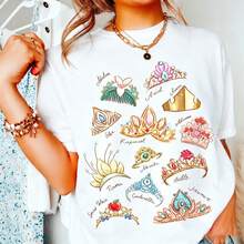 Disney Princess Crown  Oversized T-Shirt Disneyworld Shirt Cinderella Belle Rapunzel Ariel Snow White Disney Girl Trip Shirt Vacation Outfits Women - White - View 1