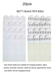 20/30pcs Poster Adhesive Strips & Replacement Strips White Sticky Strips, Damage-Free Hanging Posters, Children's Artwork, Banners & Signs, Reusable Hanging Hooks For Home Wall Decor, Wall Hanging Refill Pack, No Tools Needed, Clean Removal - A - View 13