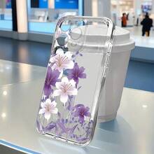1個 Ins風清新木槿花與葉子素色圖案防滑柔軟手機殼，適用於 iPhone 11/12/13/14/15/16 Pro Max - 彩色 - 查看 5