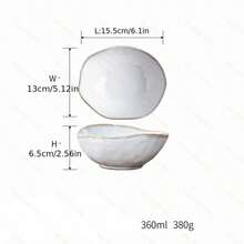 1pc /3pcs Klin White Color Japanese Ceramic Bowl, Deep Irregular Noodle Ramen Bowl Creative Tableware For Home Or Restaurant - White - View 5