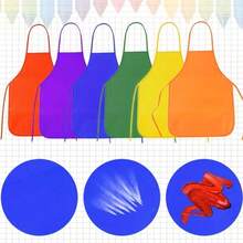 6PCS Disposable Aprons With Fabric Aprons, Non-Woven Fabric Children's Artist Aprons, Suitable For Kitchen, Classroom, Community Activities, Parties, Crafts And Art Painting Activities, Multiple Colors Random - Multicolor - View 6