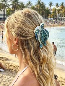 1pc Bohemian Vacation Style Octopus Shaped Hair Claw Clip For Women, Summer Daily Quirky Abstract Back Head Bun Hair Accessory For Beach Party - Multicolor - View 12