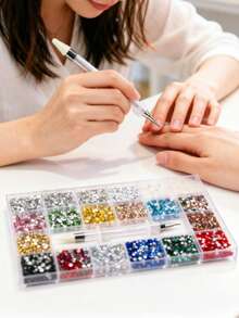Juego de 21-Cuadrículas de Cristales de Diamante Transparentes Brillantes Mixtos 3D para Arte de Uñas con Bolígrafo de Recogida, Accesorios de Decoración de Arte de Uñas de Moda, Suministros de Diseño de Uñas, Gemas de Uñas en Múltiples Formas para Uso Diario DIY y Salón de Uñas - Plateado - Ver 3