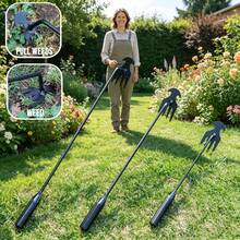 1 peça Ferramenta de jardinagem em metal preto para arrancar ervas daninhas - Arrancador portátil de mão com 4 dentes, aço reforçado, resistente à ferrugem e durável, gancho multifuncional para cuidados com o relvado, adequado para quintal e jardim, acessórios de ferramentas de jardinagem para varanda - A - Ver 11