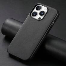 1 pièce Étui en cuir PU noir Hadaasi avec doublure en microfibre, texture grain fin mate, aimant puissant intégré, compatible avec la charge sans fil, résistant aux rayures, style mode et affaires, cuir premium, compatible avec Apple 17e/16E/16pro/16promax/16plus/16/15pro/15promax/15plus/15/14pro/14promax/14plus/14/13pro/13promax/13/12pro/12promax/12 - Noir - Voir 4