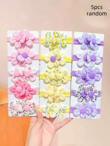 15/10/5/Pcs/Set 3D Petal High Elasticity Hair Tie Combination, Girly Hair Rubber Bands, High Elasticity, Flower And Bow Combination, Cute And Sweet Hair Accessories - Suitable For Girls And Teenagers, Suitable For Daily, School, Party, Vacation, Graduation Season, Etc., Adding Kawaii Style To Hairstyle - Multicolor - View 9