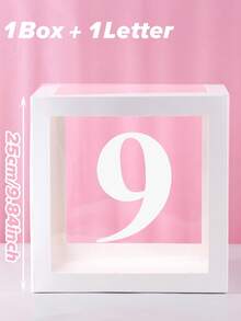 1/4件 25cm 白色字母透明盒，嬰兒洗禮盒，生日裝飾，婚禮裝飾，婚禮週年紀念裝飾，單身派對，新娘洗禮，桌面裝飾，首字母透明氣球盒驚喜禮物盒，拼名字母盒 - 白色 - 查看 44
