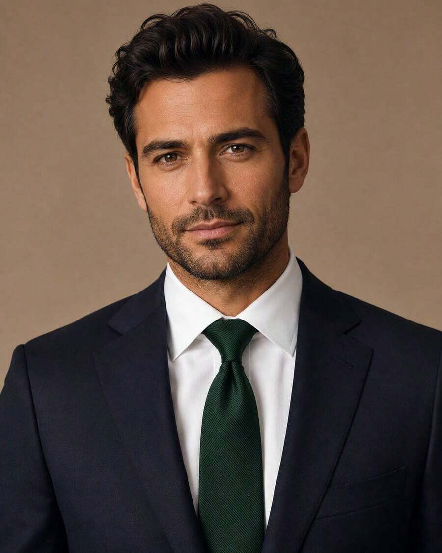 Men's Formal Ties, Versatile For Suits, Suitable For Weddings, Banquets, And Job Interviews. - 墨綠色 - 查看 1