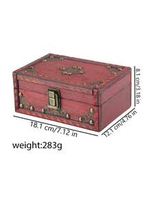 1 pieza Caja de almacenamiento de escritorio vintage de madera, joyero, accesorio, cofre del tesoro decorativo - Multicolor - Ver 13