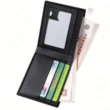 1pc Carbon Fiber Texture Durable Men's Wallet, Ultra-Thin Bifold Design, Business Commute Driving License Card Holder And Wallet In One - Multicolor - View 3