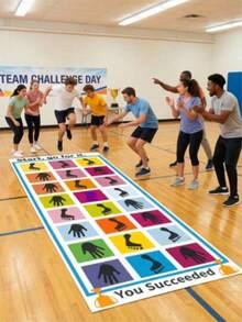 Large Team Game Floor Mat, Group Gathering Entertainment Props, Polyester Clear Printing Game Props, Fun Sensory Folding Floor Mat Made Of Polyester Fiber, Is A Body Coordination Game Accessory, Multi Person Interactive Balance Challenge - Multicolor - View 1