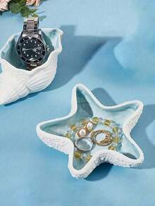 1pc Multifunctional Starfish Shaped Ceramic Desktop Decor, Can Be Used As Ashtray, Perfect For Living Room Or Bedroom Tabletop Decoration - View 2