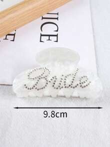 1pc White Acrylic Bridal Symbol Hair Clip, Rhinestone Inlaid, Suitable For Bridal Party, Wedding Party Decoration, Bridesmaid Gift, Bachelorette Party, Wedding, Mother's Day Gift, Girlfriend Gift - Multicolor - View 9