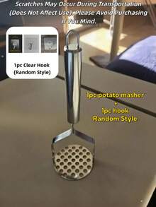 1pc Stainless Steel Potato Masher - Suitable For Vegetables, Fruits, Non-Electric Kitchen Utensils, Manual Handheld Kitchen Pressing Tool - Durable Multi-Function Squeezer, Suitable For Home And School Supplies, Essential Kitchen Tool - Multicolor - View 14