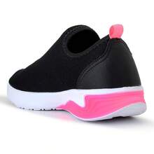 Women's Comfortable Black Slip-On Sneakers With Pink Sole - Casual Fashion  2026 - 白色+粉紅色 - 查看 4