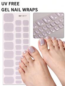 1pc Glitter UV No-Bake Toe Nail Stickers, Soft Purple Spring/Summer Toe Nail Decals, Self-Adhesive Easy To Apply, Suitable For Women And Girls Holiday DIY Manicure - Lilac Purple - View 8