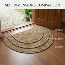 1pc Nordic Style Brown Faux Linen Home Entry Door Mat | Semi-Circular Design, Warm Earth Tone Brown Door Mat, Suitable For Indoor And Outdoor Entry Areas | Textured And Practical Luxury Home Decor Rug, Suitable For Hallway And Bedroom Use, Easy To Maintain Entry Door Mat - Semicircle - View 5