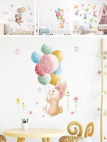 Balloon Animal Pattern Stickers, Self-Stick PVC Wall Decor, Easy Application For Kids Rooms & Nursery - Multicolor - View 1