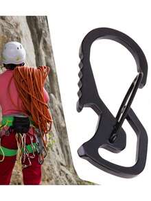 多功能不鏽鋼登山扣鑰匙圈 - 重型戶外夾環鑰匙圈掛鉤，內建開瓶器，高強度彈性登山扣，自動鎖定，可用於固定寵物和小設備，耐用不鏽鋼登山扣，適合露營、徒步旅行、旅遊和日常使用，戶外愛好者的理想選擇 - 彩色 - 查看 6