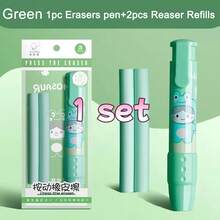 1~4套筆型橡皮擦組可替換芯，可愛卡通鉛筆橡皮擦，兒童用伸縮橡皮筆軟橡膠替芯，返校季 - 彩色 - 查看 11