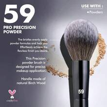 Brocha de maquillaje en polvo de precisin PRO n. 59, cerdas sintticas suaves y densas para una aplicacin impecable de polvos fijadores, rubor y bronceador. - Negro - Ver 4