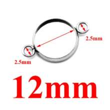 10pcs/Set, Suitable For 6/8/10/12/14/16/18/20/25/30mm Double Hole Hanging Stainless Steel Embossed Convex Gemstone Base, For DIY Jewelry Making - Silver - View 10